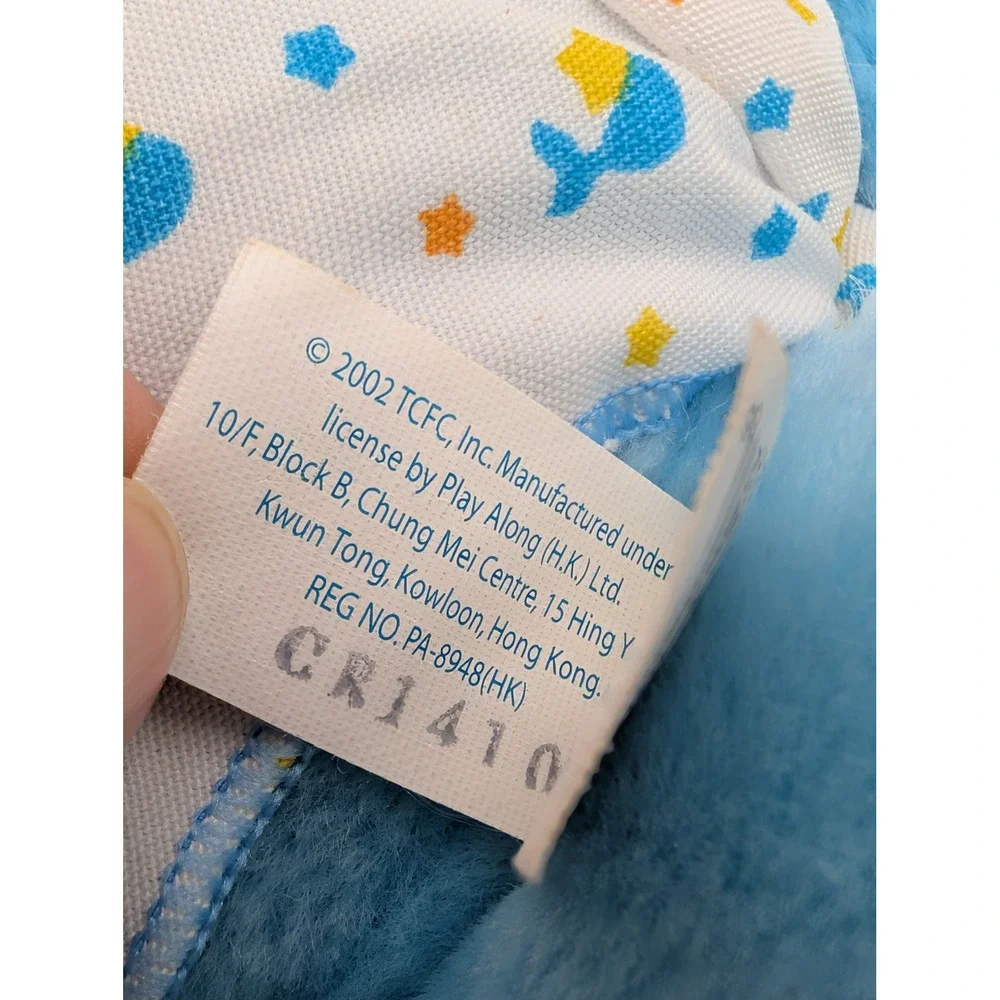 Care Bears Bedtime Bear Plush Blue Whale Star Belly Badge 2002 10 Inch
